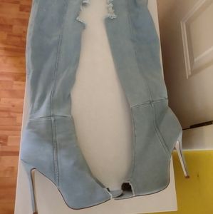 Women's Denim High Heel Boots